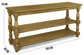 Aparador Mesa Console Para Sala de Estar com Prateleiras Fiore 165x48 Oregon G04 - Gran Belo