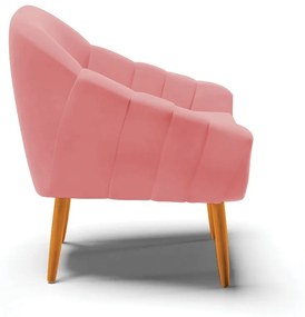 Kit 02 Poltronas Giovana Suede Pés Palito Castanho D03 - D'Rossi - Rose