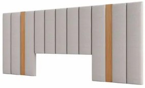 Cabeceira Estofada para Cama de Casal 300 cm Freijó/Linho Cinza Claro TW196 Dalla Costa