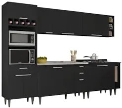 Armário de Cozinha CP07 Com Pia 120cm Pérola Z34 Preto - Mpozenat