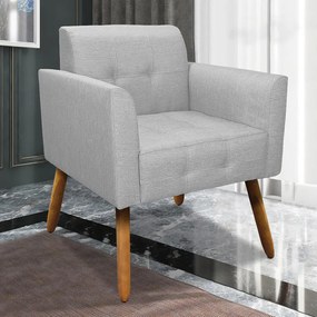 Kit 2 Poltronas Decorativas Pés Palito Karen Linho Cinza G19 - Gran Belo