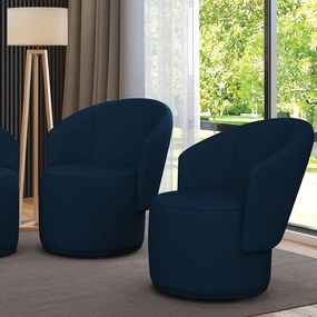 Poltrona Decorativa Orgânica Fixa para Sala Kit 2 Malu Bouclê M11 - D'Rossi - Azul