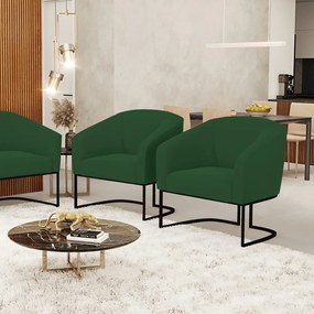 Cadeira Sala de Jantar Base Industrial Preto kit 2 Stella Veludo D03 - D'Rossi - Verde