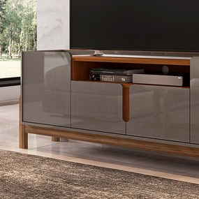 Rack 04 Portas Ayumi 190 cm Cinza Pérola e Cedro - D'Rossi