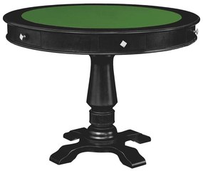 Mesa de Jogos Carteado 4 Lugares Victoria Redonda Tampo Reversível com Gavetas e Porta Copos Preto Fosco G36 - Gran Belo