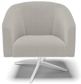 Poltrona Decorativa Giratória Cromada Stella Bouclê D03 - D'Rossi - Cinza