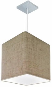 Lustre Pendente Quadrado Md-4051 Cúpula em Tecido 31/25x25cm Rustico Bege - Bivolt
