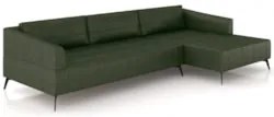 Sofá 5 Lugares 346cm Com Chaise Direito Eko Couro Verde Z55 - Mpozenat