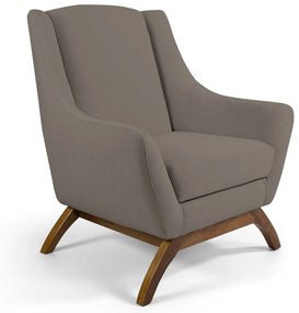 Kit 02 Poltronas Decorativas Sala de Estar Base de Madeira Naomi Veludo Bege G15 - Gran Belo