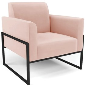 Poltrona Base Industrial Alta Preto Marisa Veludo - Rose