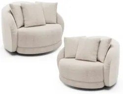 Kit 2 Poltronas Decorativa Giratória para Sala Kaly Z32 Boucle Branco
