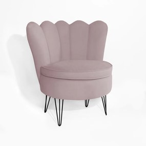 Conjunto 2 Poltrona Dália Pés Hairpin Legs Preto Veludo Crepe