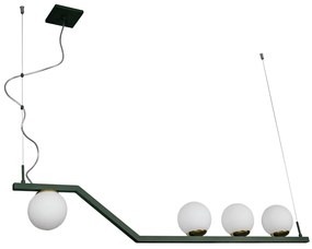 Pendente Zig 110X30Cm 4Xg9 / Cabo Aço Chumbador + Cabo Rayon / Globo Ø... (BT - Branco Texturizado, CLEAR)