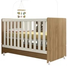 Berço Americano Mini Cama Com Rodízios Charme Nature/Off Z49 - Mpozena