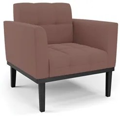 Sofá Namoradeira e 2 Poltronas Base Madeira Preto Ana Veludo Rosê - Ib