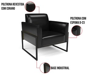 Kit 2 Poltronas Base Industrial Alta Preto Marisa Corano D03 - D'Rossi - Preto