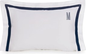 Fronha Avulsa Trussardi Cetim 300 Fios Vercelli 50x70cm - Branco e Azul Siciliano Branco e Azul Siciliano