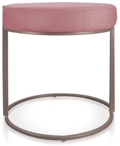 Puff Redondo Base Industrial Cobre Love Suede Rosê D03 - D'Rossi