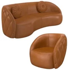 Sofá Decorativo 4 Lugares 318cm com Almofadas e Poltrona Zion Z32 Sint