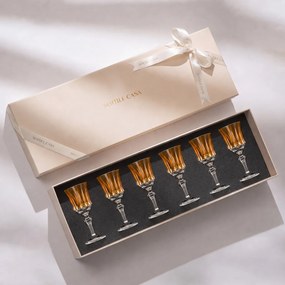 Kit 6 Taças de Cristal Lapidado 66 P/ Licor c/ Caixa de Presente - Amarelo Amarelo