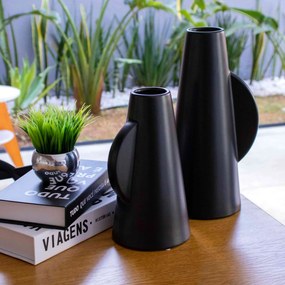 Vaso Decorativo em Cerâmica Preto 33x16 cm - D'Rossi