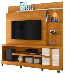 Estante de TV 55 Pol 182cm com Rodízio para Sala Elaris M20 - D'Rossi - Cinamomo e Off White