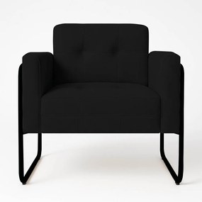 Poltrona Sala Industrial Alta Tubo Preto Elisa Veludo D03 - D'Rossi - Preto