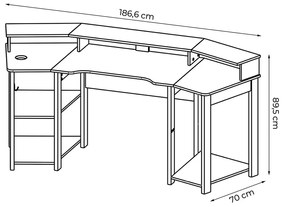Mesa para Escritório Home Office Gamer ME4167 MDP Preto/Azul G69 - Gran Belo
