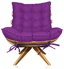 Poltrona Giratória Costela Suede Base de Madeira MA30 M11 - D'Rossi - Roxo