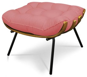 Puff Costela Linho Whiski Rose A106 Base de Metal - D'Rossi