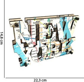 Placa de Mesa Decorativa Dupla Face "New York Mapa Metro" C03 - D'Rossi