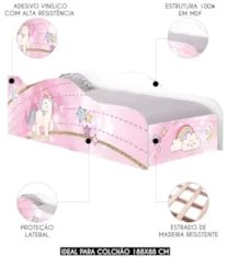 Cama Solteiro Infantil Baixa Para Colchão 188x88cm Unicórnio K06 - Mpo