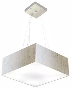 Lustre Pendente Quadrado Md-4196 Cúpula em Tecido 15/45x45cm Linho Bege - Bivolt