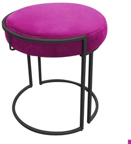 Puff Redondo Base Industrial Preto Kit 2 Love Suede - Pink