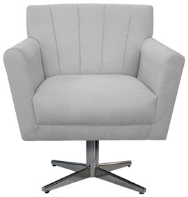 Poltrona Laura Base Giratória de Metal Suede Branco - ADJ Decor