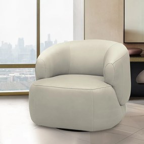 Poltrona Decorativa Verona Sala de Estar Base Giratória em Aço Couro Bege G88 - Gran Belo