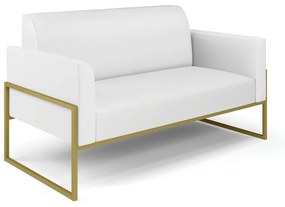 Sofá Namoradeira Base Industrial Alta Dourado Marisa Corino D03 - D'Rossi - Branco