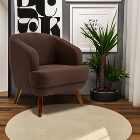 Kit 2 Poltronas Decorativas Jericó Pés de Madeira Veludo Marrom G15 - Gran Belo