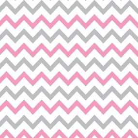 Papel de Parede Chevron Rosa Cinza e Branco 0.52m x 3.00m