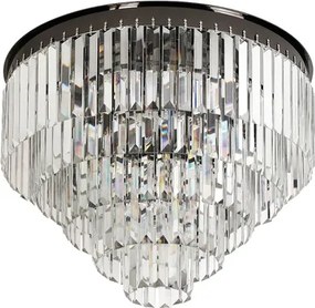 Plafon De Sobrepor Cristal K9 Metal Preto Palace