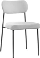 Cadeira Jantar Estofada Pé Metal Preto Lavy Boucle Cinza S08 - Mpozena