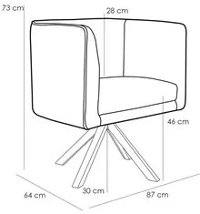 Poltrona Decorativa Giratória Base Giromad Madeira Betina A-48 Linho F