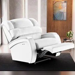 Poltrona do Papai Reclinável Kalie Power Touch USB FH9 PU Branco - Mpo