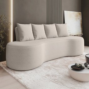 Sofá 3 Lugares Orgânico 210cm com Almofadas Benin Bouclê B03 - D'Rossi - Bege