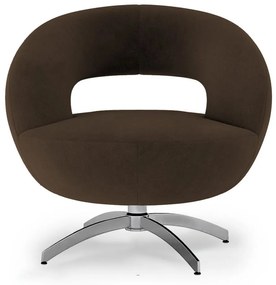 Poltrona Decorativa Base Giratória Topázio Veludo Marrom - Sheep Estofados - Marrom