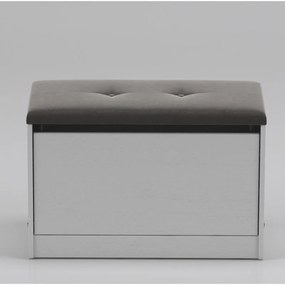 Sapateira Puff Cama Quarto Multifuncional Decoração Branco/cinza