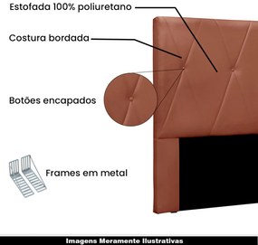 Cabeceira Decorativa Casal 1,40M Yves Veludo Cobre G63 - Gran Belo