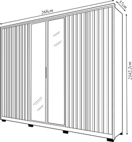 Guarda Roupa Casal Laguno 6 Portas de Bater com 4 Gavetas Ripado MDP Freijo G11 - Gran Belo