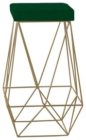 Banqueta Decorativa Kathy Base Gold Suede Verde G41 - Gran Belo