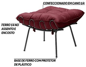 Puff Decorativo Sala de Estar Abel Pés Preto Suede Bordô G41 - Gran Belo